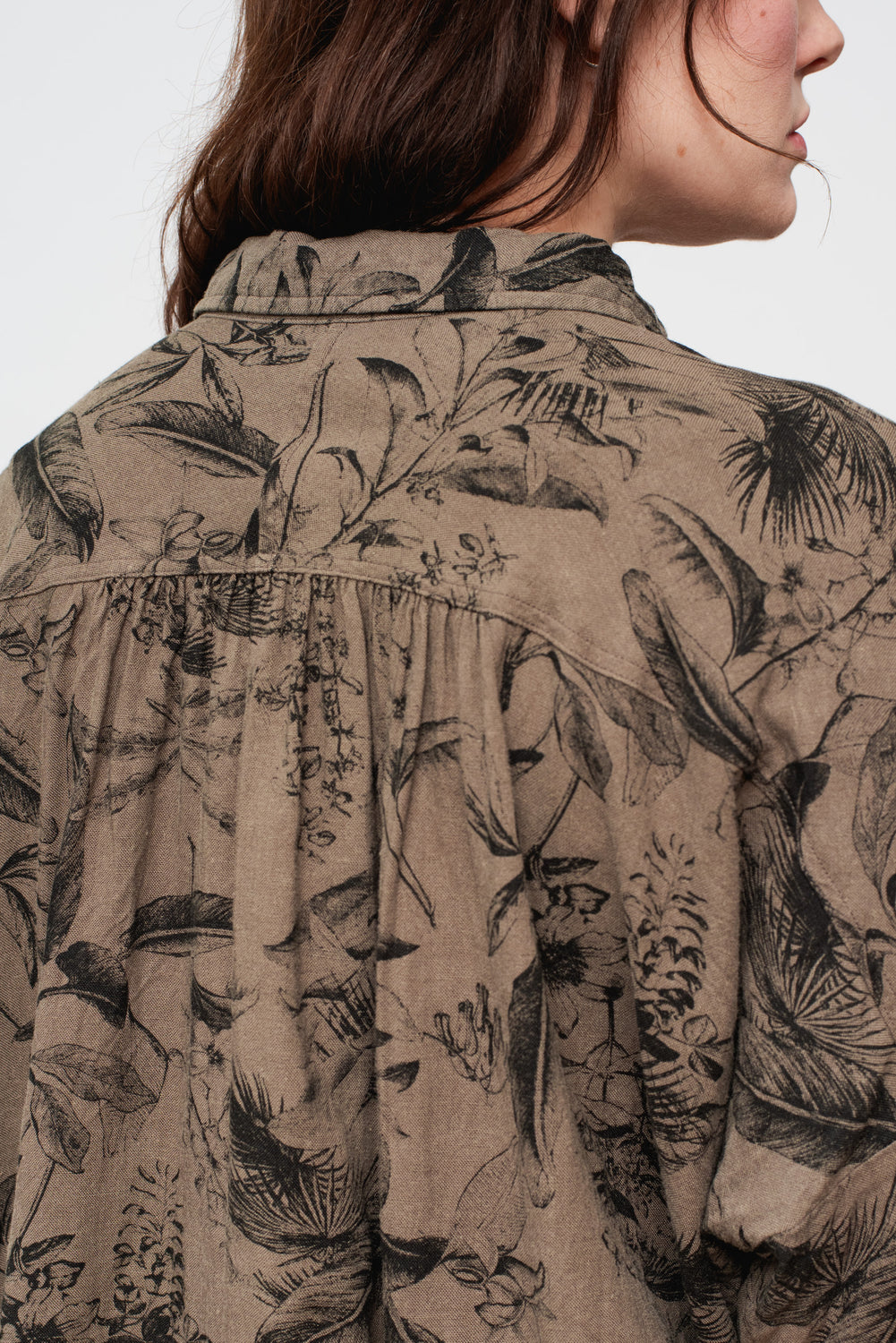 Botanical Print Shirt Mocha