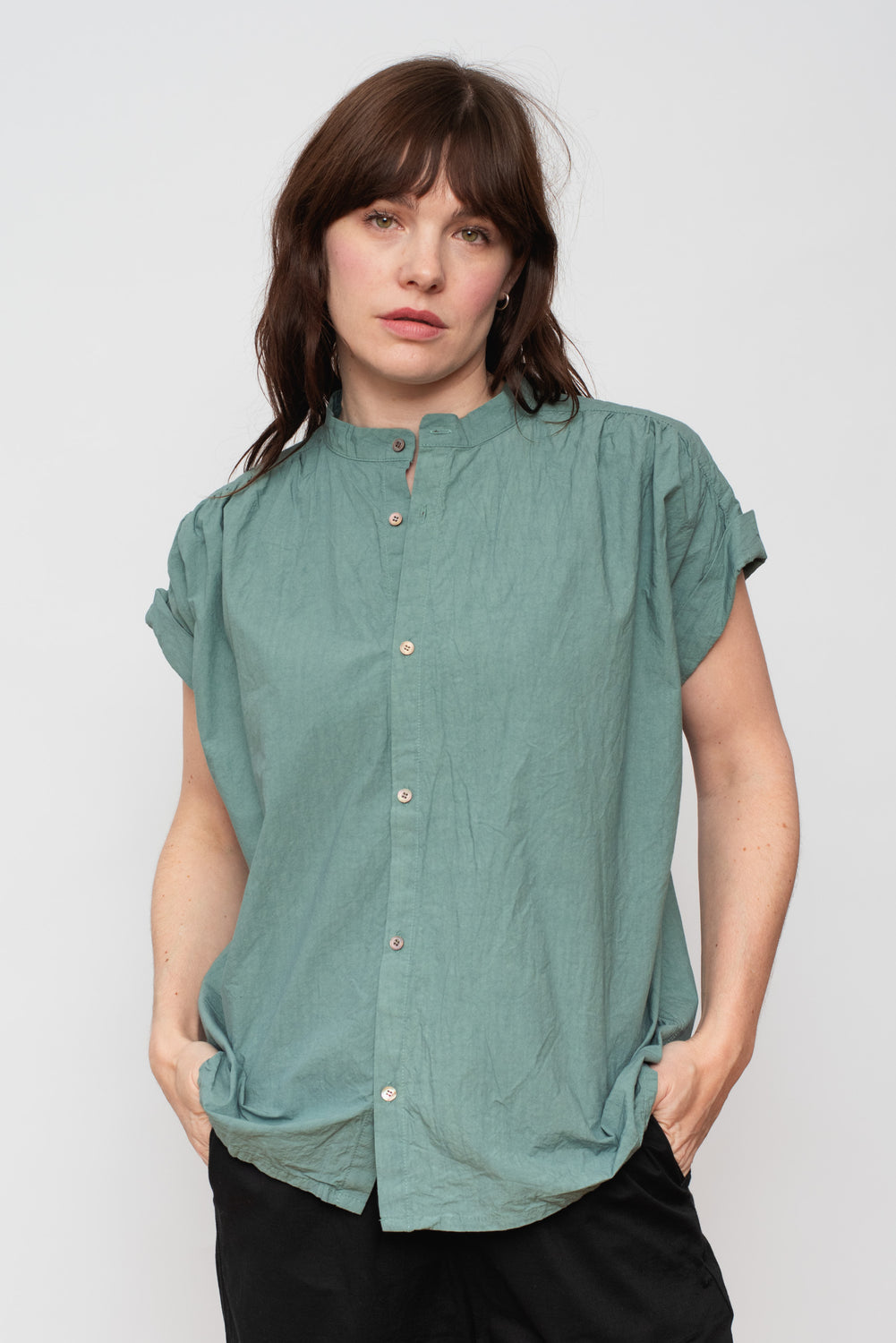 Cotton Typewriter Shirt Ice Blue