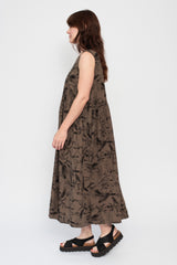 Botanical Print Dress Mocha