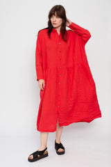 French Linen Dress Red