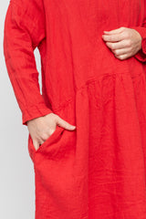 French Linen Dress Red