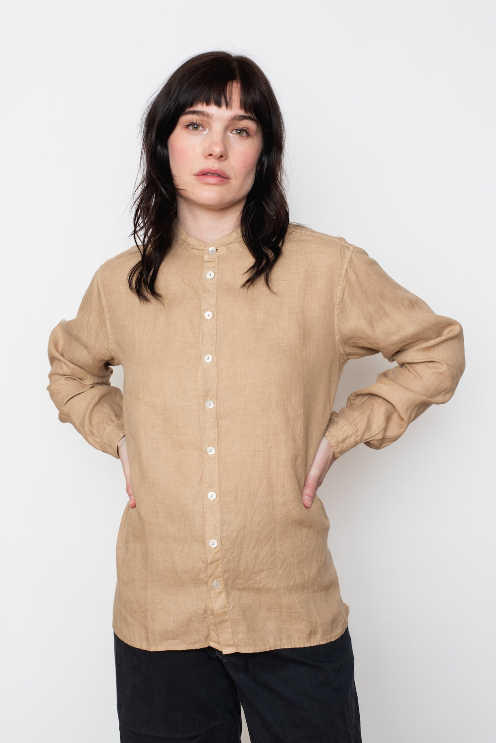 Unisex Hemp Long Sleeve Shirt, Walnut