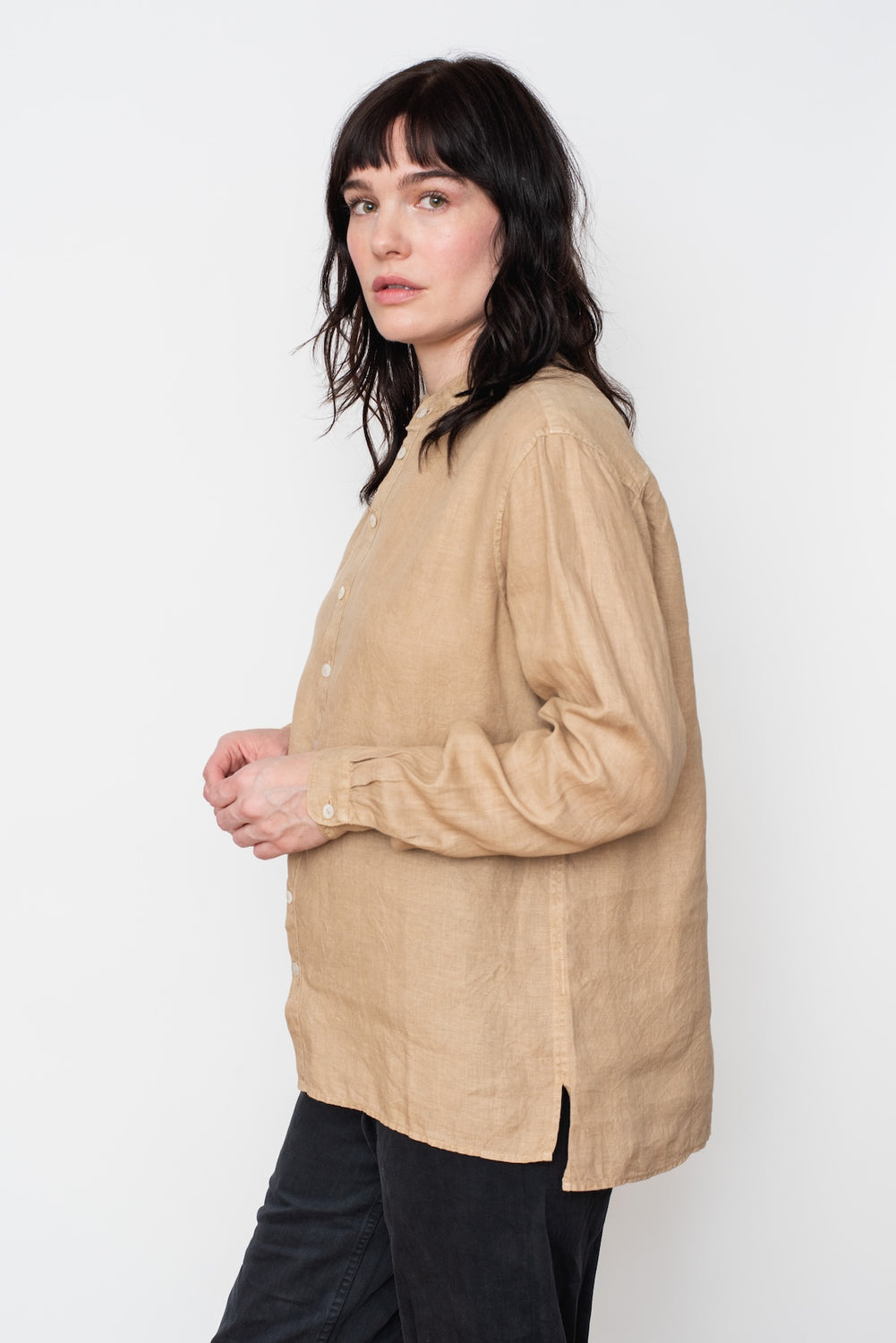 Unisex Hemp Long Sleeve Shirt, Walnut