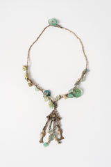Silver Beads Necklace with Roman Glass and Aquamarine