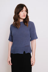 Cotton Knit Sweater, Violet Blue