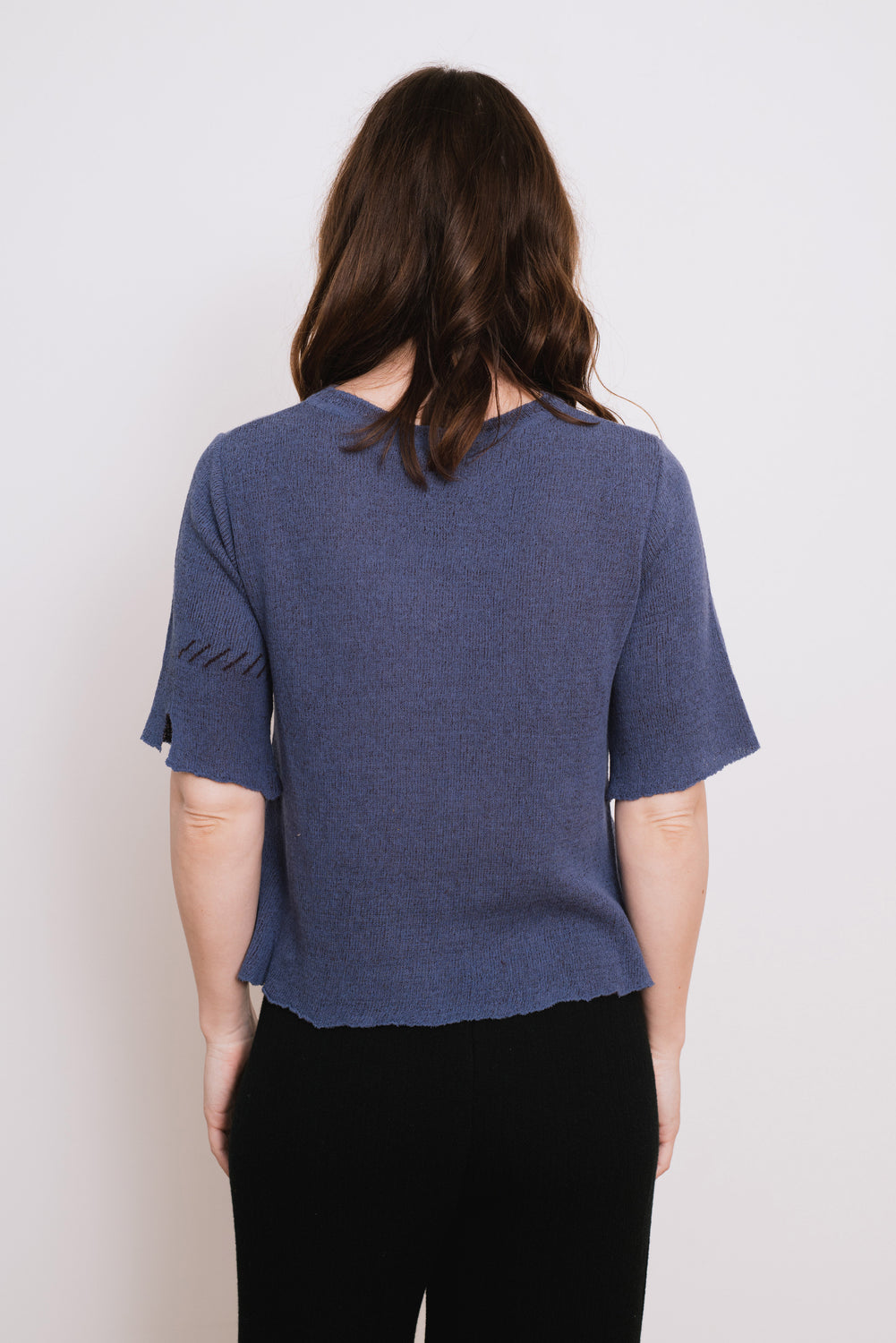 Cotton Knit Sweater, Violet Blue
