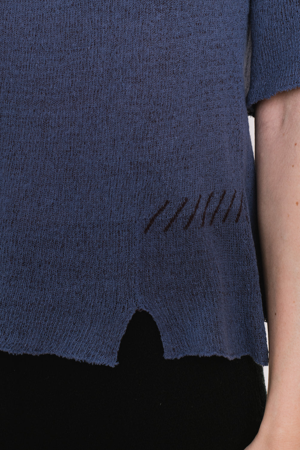 Cotton Knit Sweater, Violet Blue