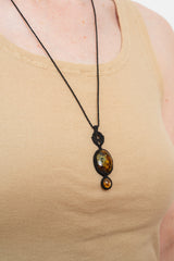 Two Stone Macrame Necklace with Citrine and Petersite