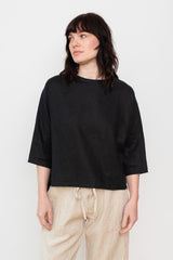 Linen Pullover Blouse Black