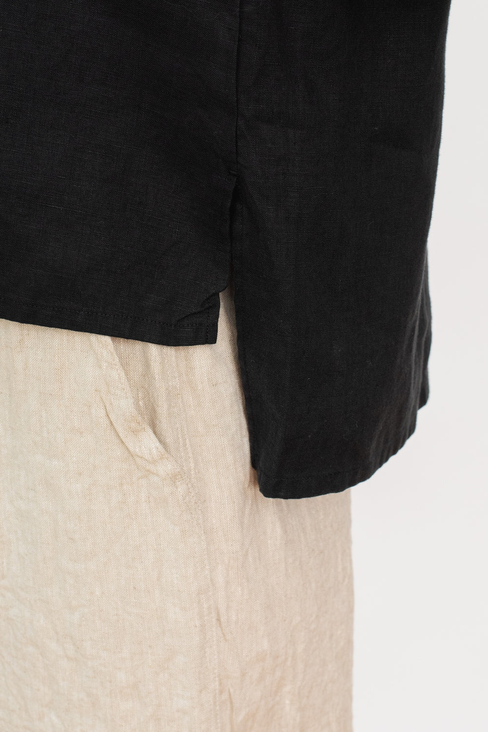 Linen Pullover Blouse Black