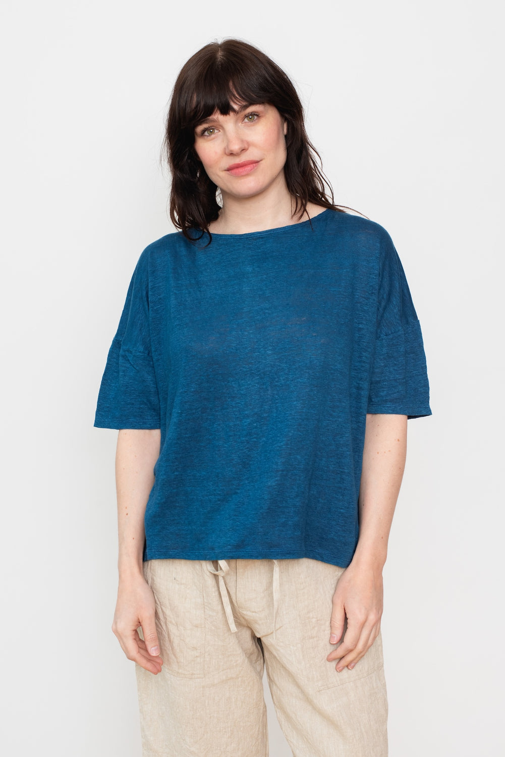 Natural Hand Dye Indigo Linen Pullover