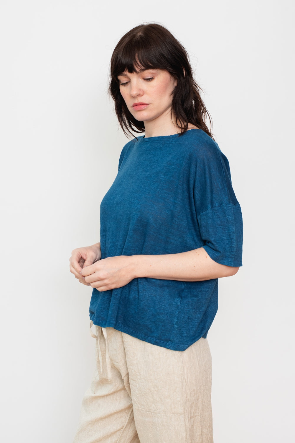 Natural Hand Dye Indigo Linen Pullover