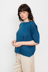 Natural Hand Dye Indigo Linen Pullover
