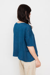 Natural Hand Dye Indigo Linen Pullover