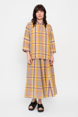 Linen Check Skirt Beige