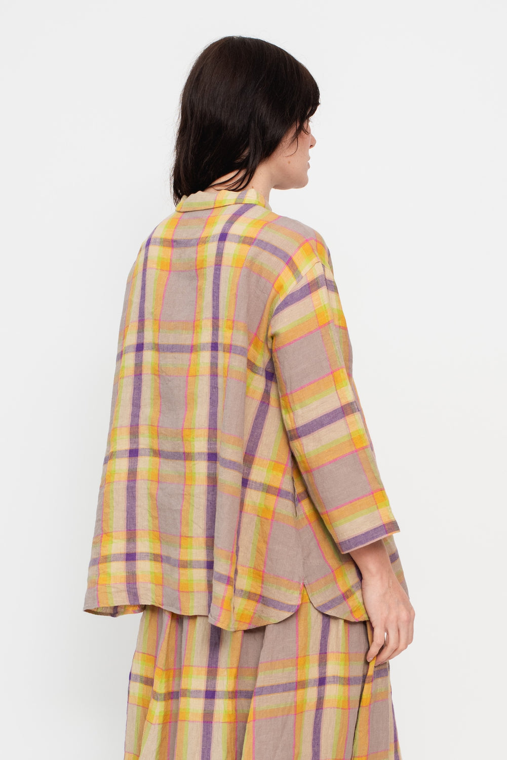 Linen Check Shirt Beige