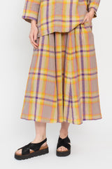 Linen Check Skirt Beige