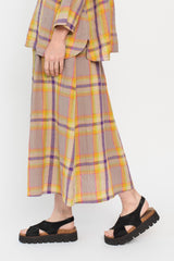 Linen Check Skirt Beige