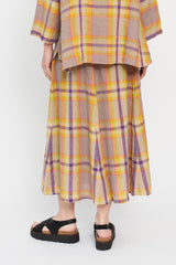 Linen Check Skirt Beige