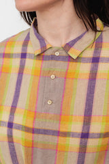 Linen Check Shirt Beige