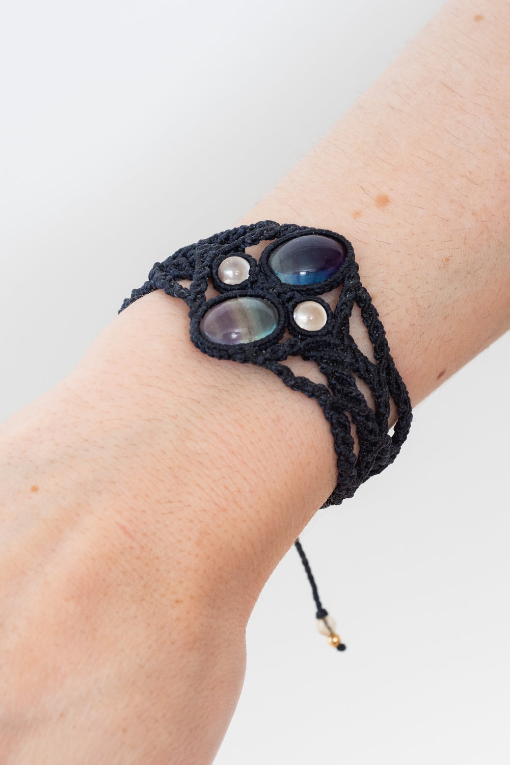 Macrame Bracelet with Two Stone (Fluorite)