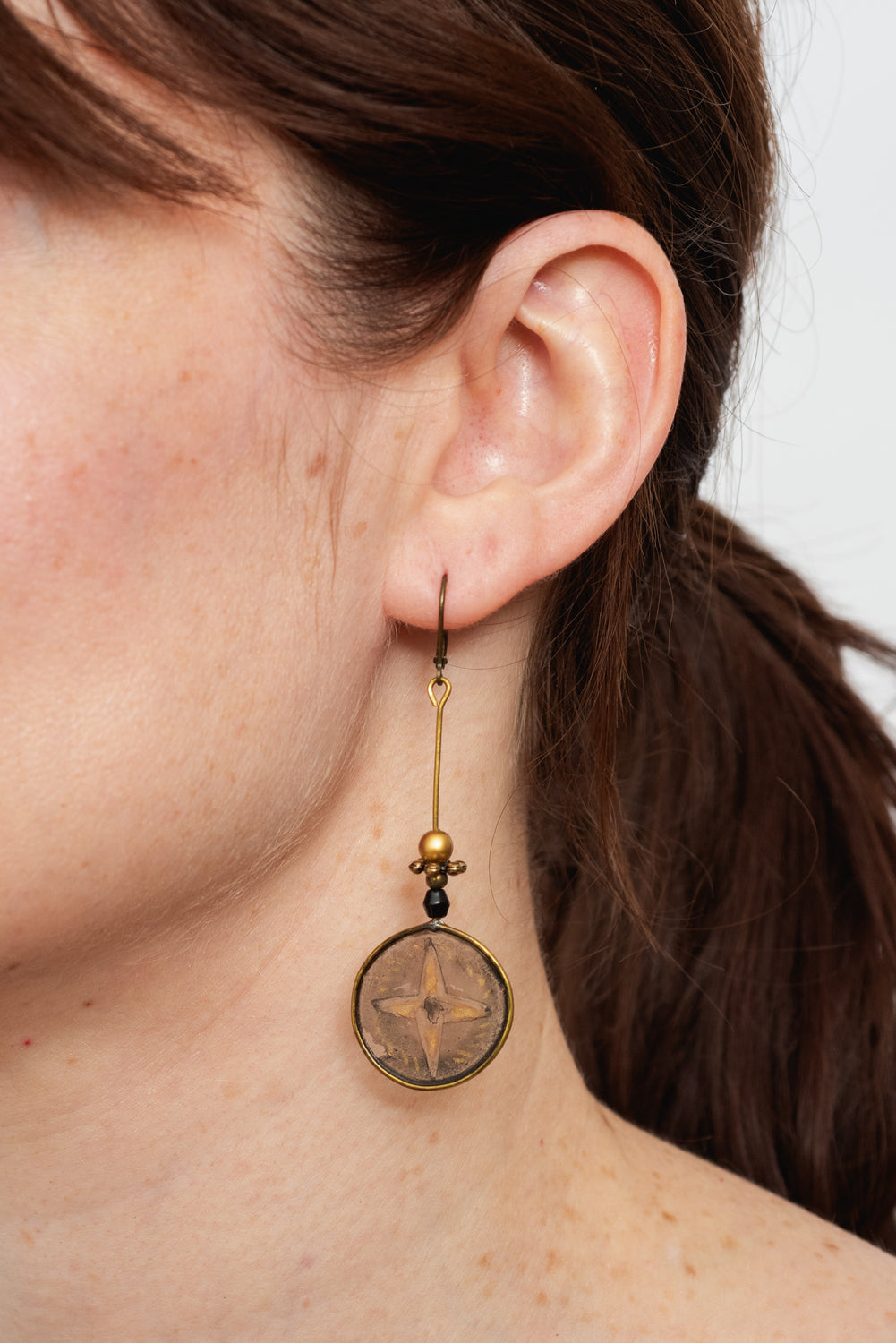 Resin and Brass Earrings