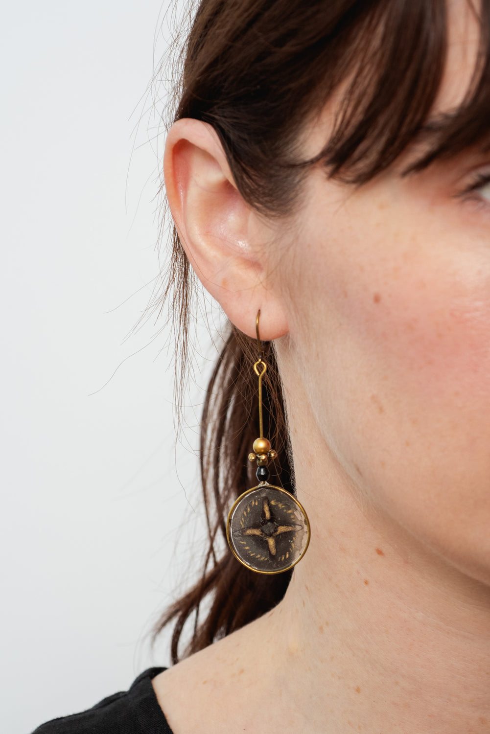 Resin and Brass Earrings