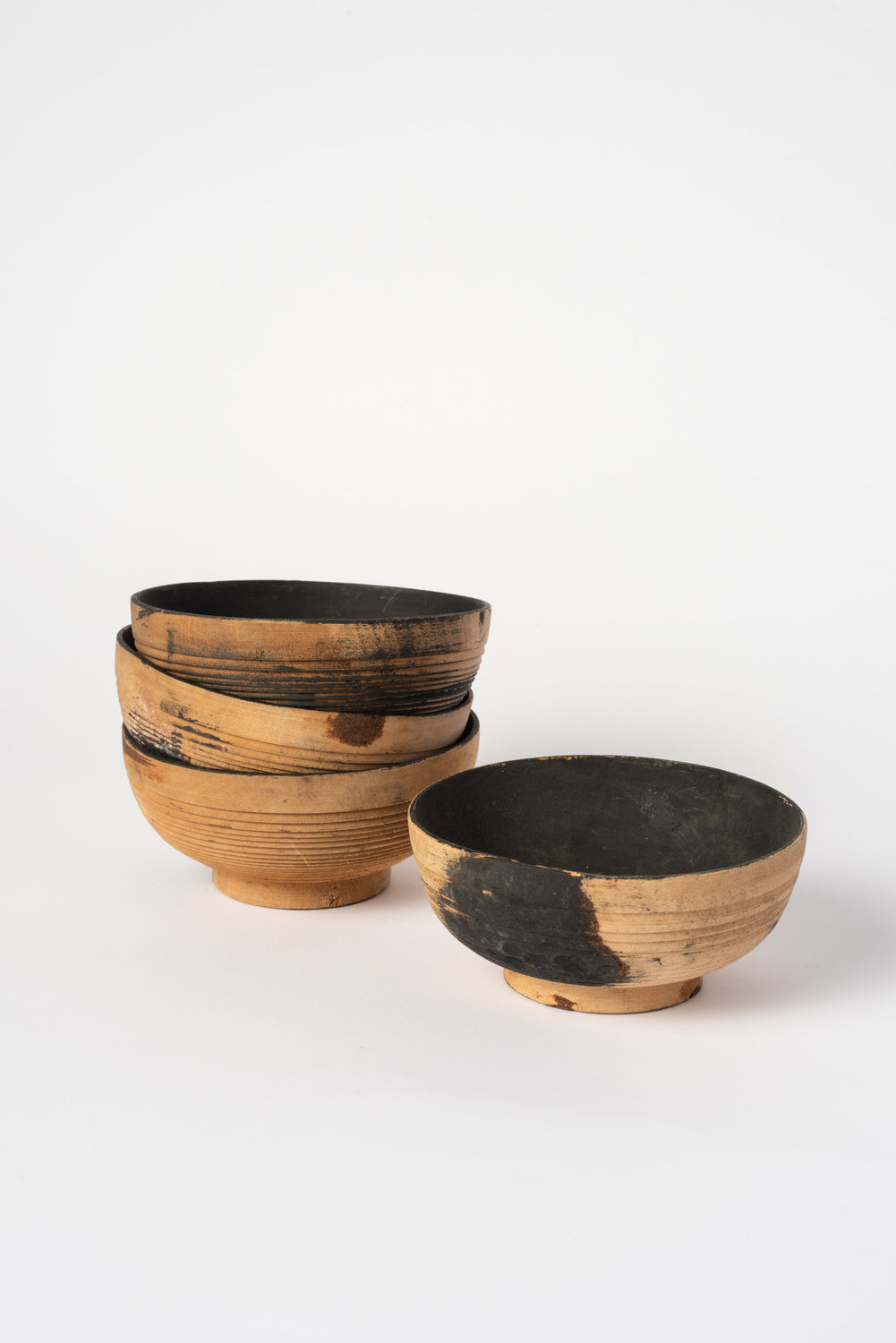 Vintage Japanese Wooden Bowls Set of Four