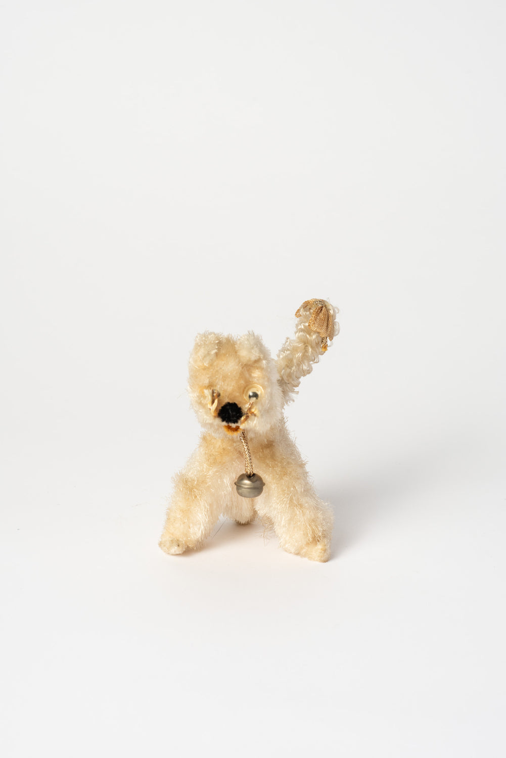 Vintage Japanese Plush Dog with Bell-Miniature Stuffed Animal