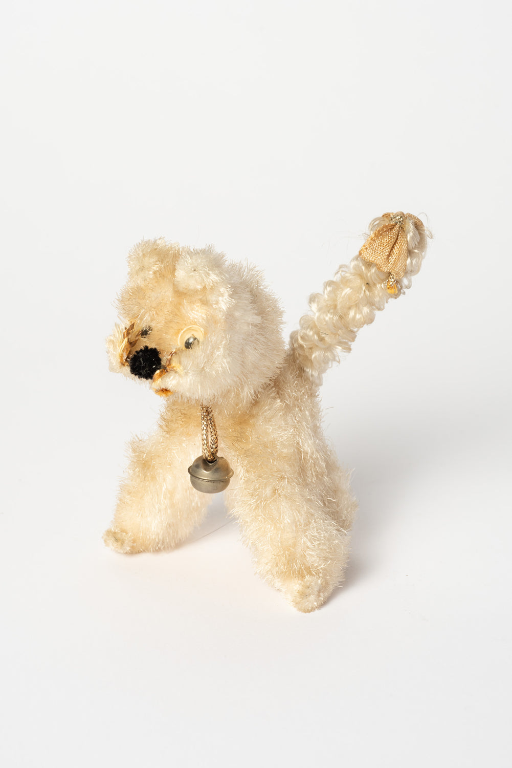 Vintage Japanese Plush Dog with Bell-Miniature Stuffed Animal