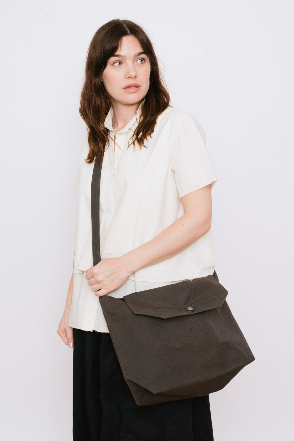 Canvas Messenger Bag Medium Grey