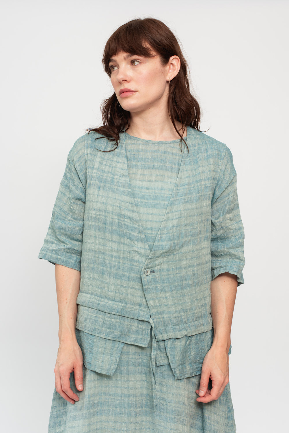 Juni Tiered Cotton and Linen Vest