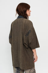 Vintage Japanese Striped Cotton Noragi Jacket