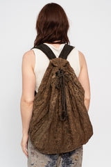 Vintage Japanese Woven Cotton Drawstring Backpack