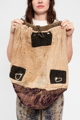 Vintage Japanese Woven Cotton Drawstring Backpack