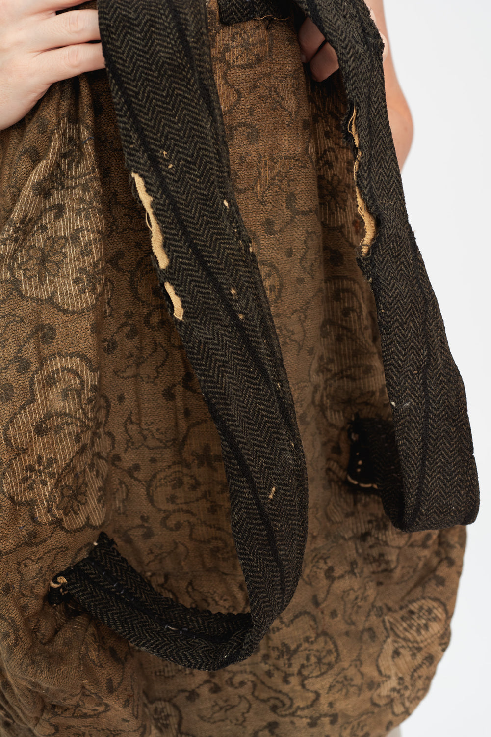 Vintage Japanese Woven Cotton Drawstring Backpack