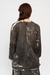 Open Jacket with Tie, Sumi Ink Dye