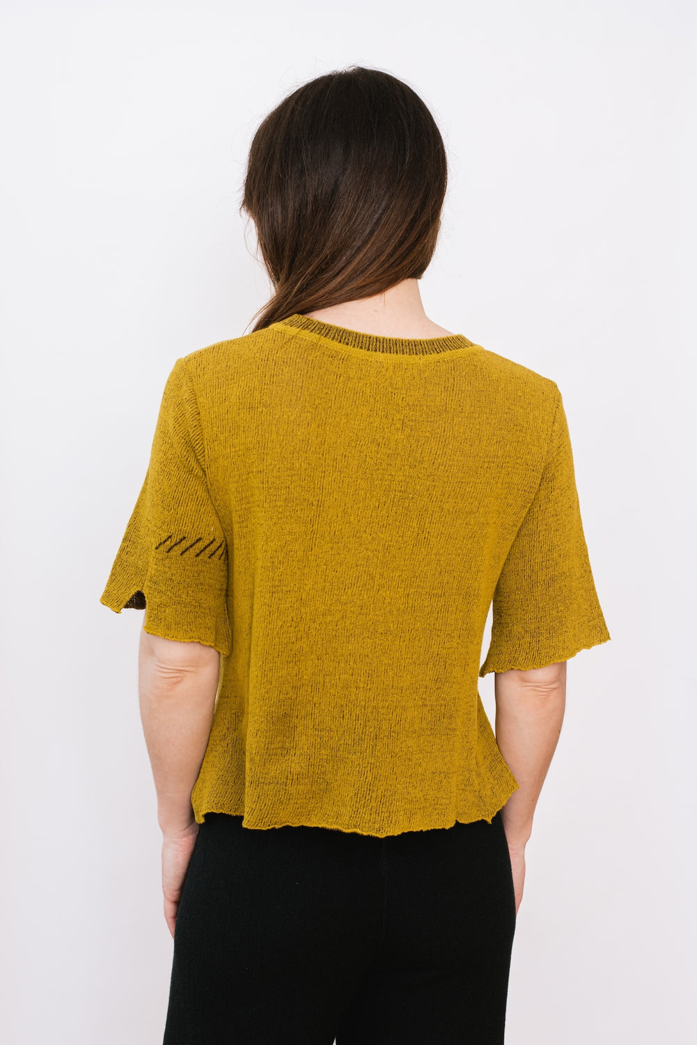 Cotton Knit Sweater Mustard