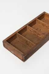 Vintage Japanese Wooden Compartment Tray |4-Section Storage Box