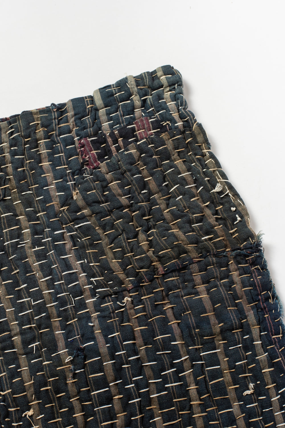 Vintage Japanese Boro Sashiko Textile | Hand-Stitched Cotton Zōkin