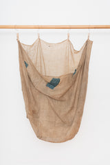Vintage Japanese Handwoven Ramie Grain Sack with Indigo Repairs