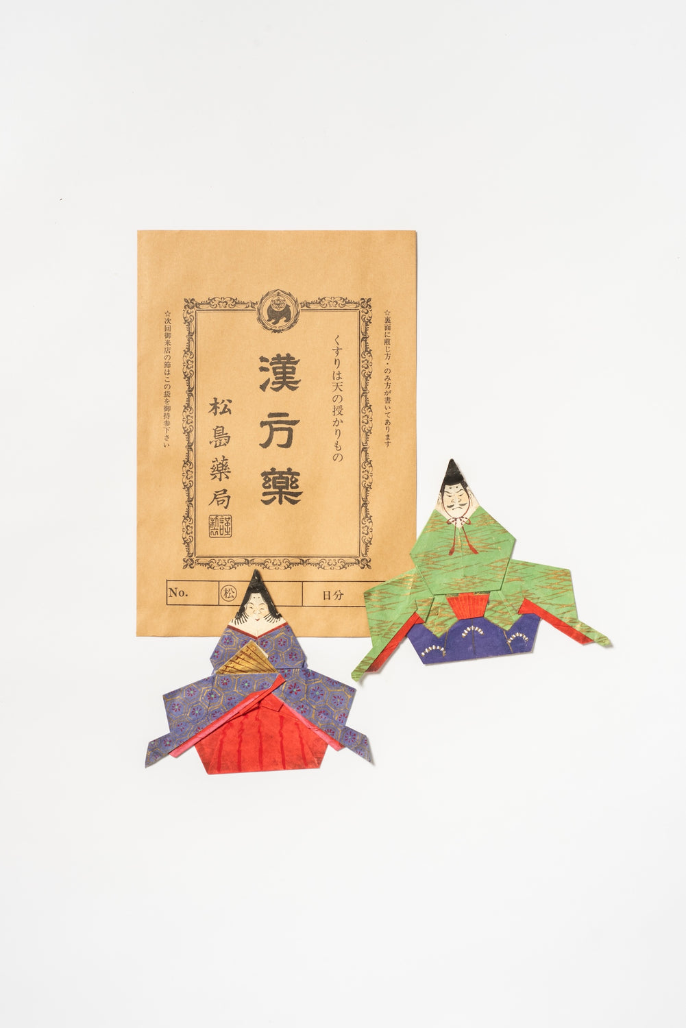 Vintage Japanese Hand-Folded Origami Hina Dolls, c. 1910