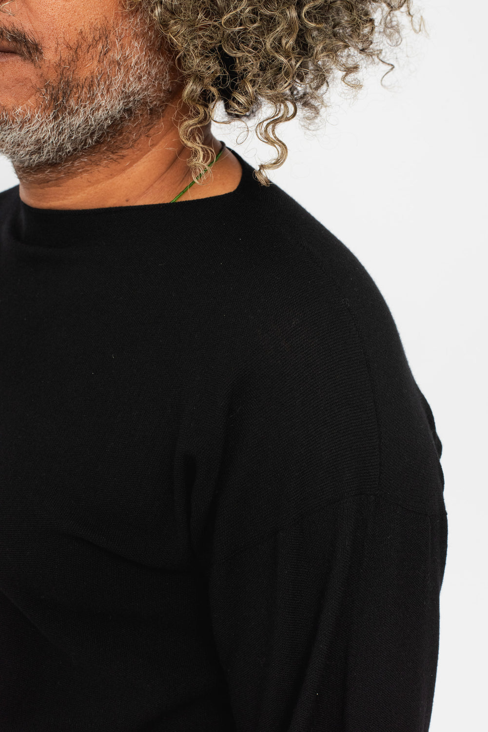 Wool Boat Neck Sweater Black Unisex