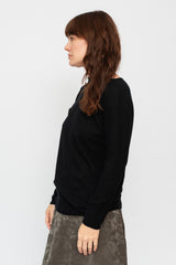 Wool Boat Neck Sweater Black Unisex
