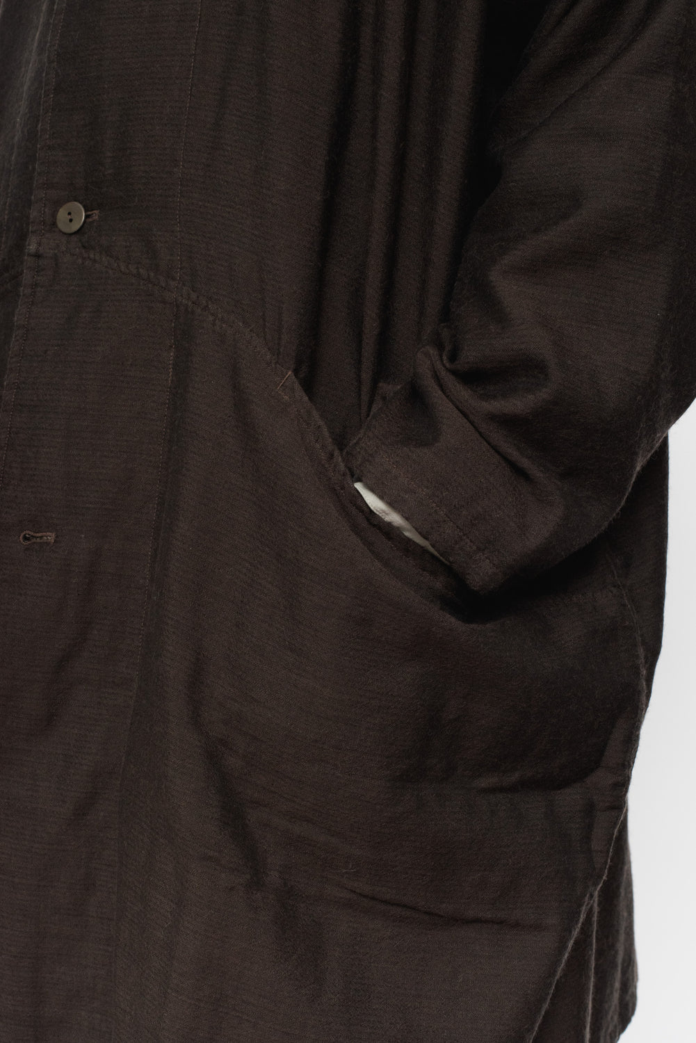 Triple Weave Wool and Cotton Coat Brown Black Unisex