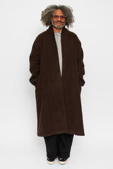Wool Silk Camel Long Coat with Belt Brown