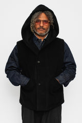 Wool Silk Camel Vest with Hood