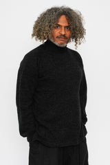 Wool Turtleneck Sweater Black Heather