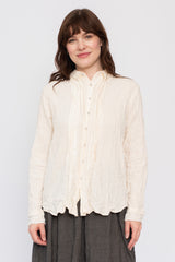 Brushed Crinkle Pin-Tuck Blouse