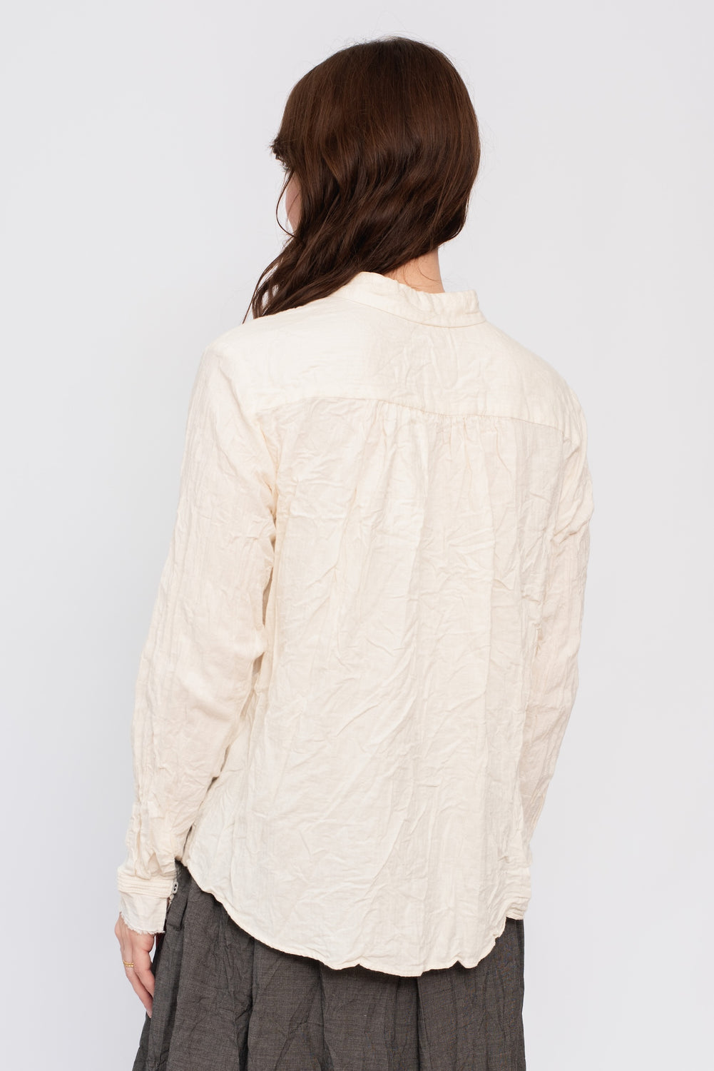 Brushed Crinkle Pin-Tuck Blouse